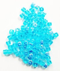 100 5mm Transparent Aqua AB Cube Beads